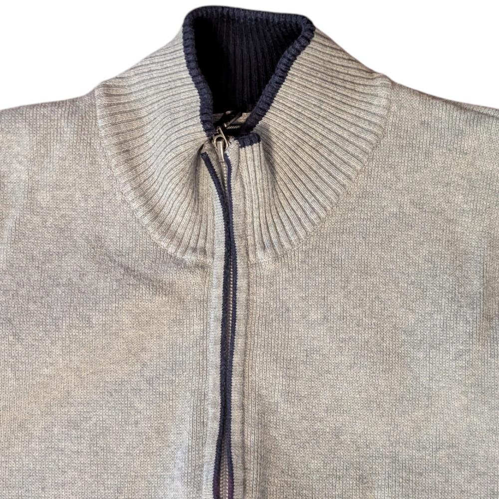 Y2K Eddie Bauer Gray 1/4 Zip Mock Neck LS Gusseted Pullover Sweater Men's XLT - Picture 2 of 10